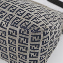 FENDI Zucchino Canvas Mamma Baguette Shoulder Bag Navy Silver Auth 213148V-13