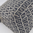 FENDI Zucchino Canvas Mamma Baguette Shoulder Bag Navy Silver Auth 213148V-14