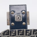 FENDI Zucchino Canvas Mamma Baguette Shoulder Bag Navy Silver Auth 213148V-17