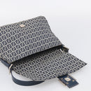 FENDI Zucchino Canvas Mamma Baguette Shoulder Bag Navy Silver Auth 213148V-18