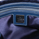 FENDI Zucchino Canvas Mamma Baguette Shoulder Bag Navy Silver Auth 213148V-20