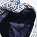 FENDI Zucchino Canvas Mamma Baguette Shoulder Bag Navy Silver Auth 213148V-22
