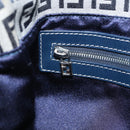 FENDI Zucchino Canvas Mamma Baguette Shoulder Bag Navy Silver Auth 213148V-24