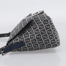 FENDI Zucchino Canvas Mamma Baguette Shoulder Bag Navy Silver Auth 213148V-5