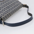 FENDI Zucchino Canvas Mamma Baguette Shoulder Bag Navy Silver Auth 213148V-8
