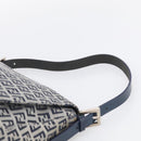 FENDI Zucchino Canvas Mamma Baguette Shoulder Bag Navy Silver Auth 213148V-9