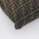 FENDI Zucca Canvas Hand Bag Brown Black Auth 213149V-14