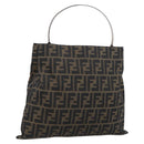 FENDI Zucca Canvas Hand Bag Brown Black Auth 213149V-1