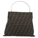 FENDI Zucca Canvas Hand Bag Brown Black Auth 213149V-2