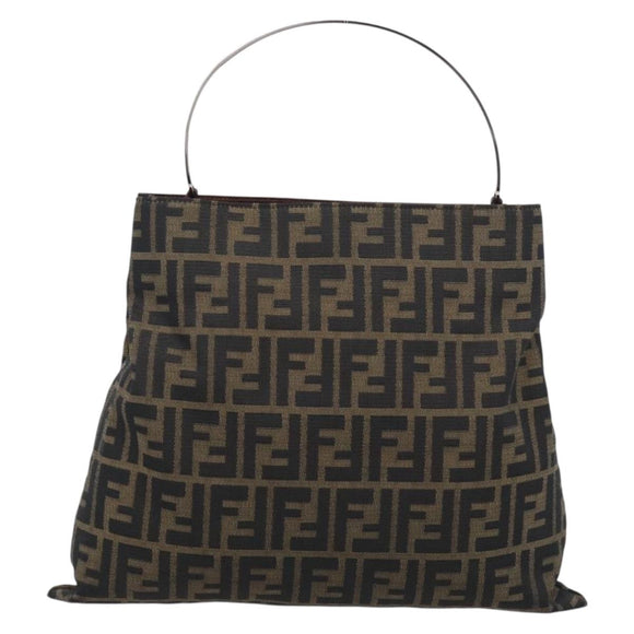 FENDI Zucca Canvas Hand Bag Brown Black Auth 213149V