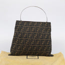 FENDI Zucca Canvas Hand Bag Brown Black Auth 213149V-26