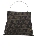 FENDI Zucca Canvas Hand Bag Brown Black Auth 213149V-3