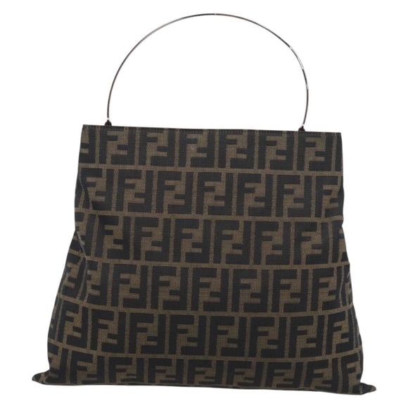FENDI Zucca Canvas Hand Bag Brown Black Auth 213149V