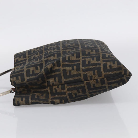 FENDI Zucca Canvas Hand Bag Brown Black Auth 213149V