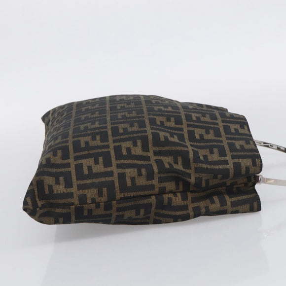 FENDI Zucca Canvas Hand Bag Brown Black Auth 213149V