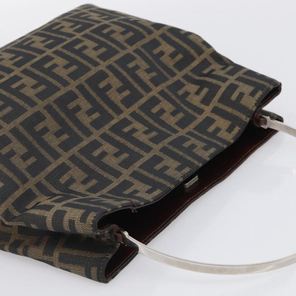 FENDI Zucca Canvas Hand Bag Brown Black Auth 213149V