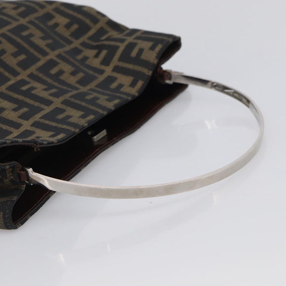 FENDI Zucca Canvas Hand Bag Brown Black Auth 213149V