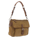 PRADA Shoulder Bag Nylon Brown Silver Auth 213150A-1