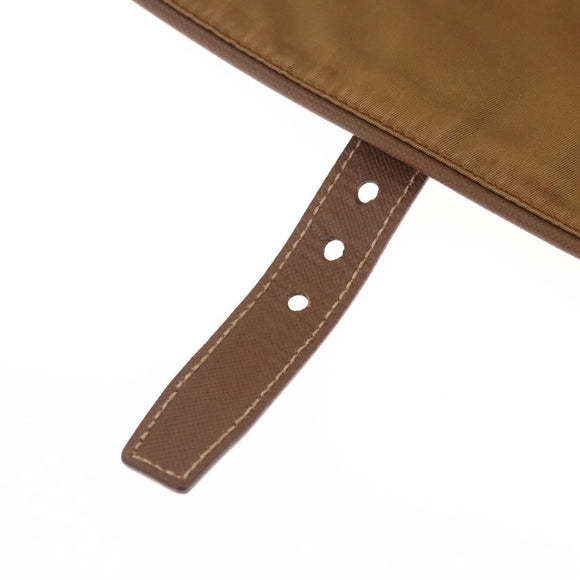 PRADA Shoulder Bag Nylon Brown Silver Auth 213150A