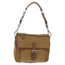 PRADA Shoulder Bag Nylon Brown Silver Auth 213150A-2