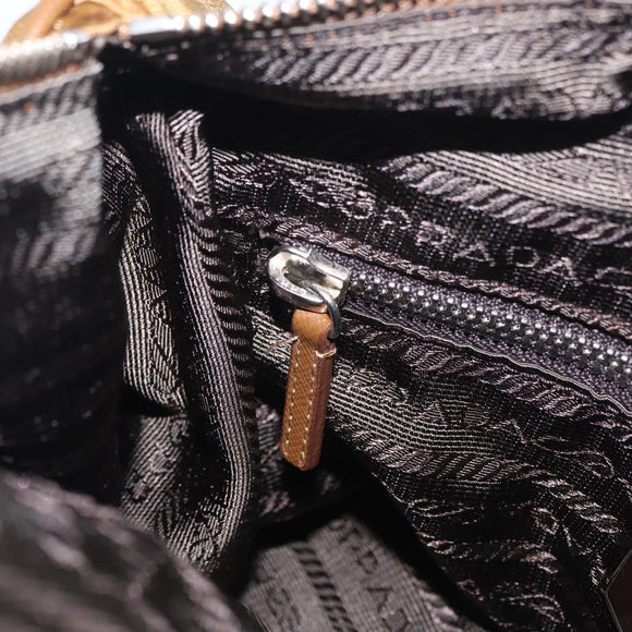 PRADA Shoulder Bag Nylon Brown Silver Auth 213150A