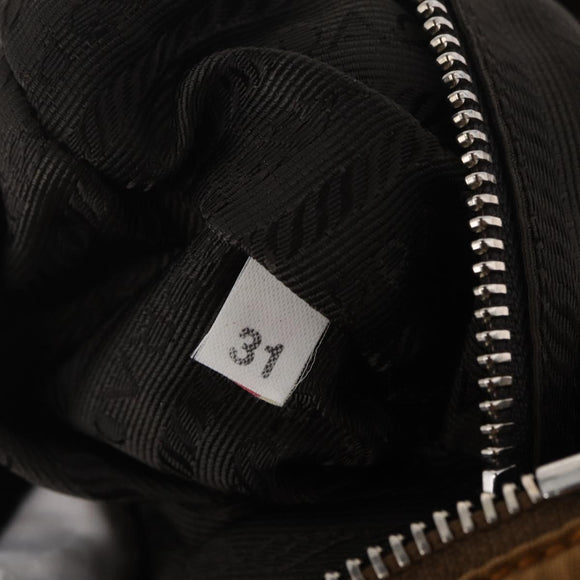 PRADA Shoulder Bag Nylon Brown Silver Auth 213150A