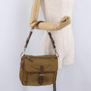 PRADA Shoulder Bag Nylon Brown Silver Auth 213150A-31