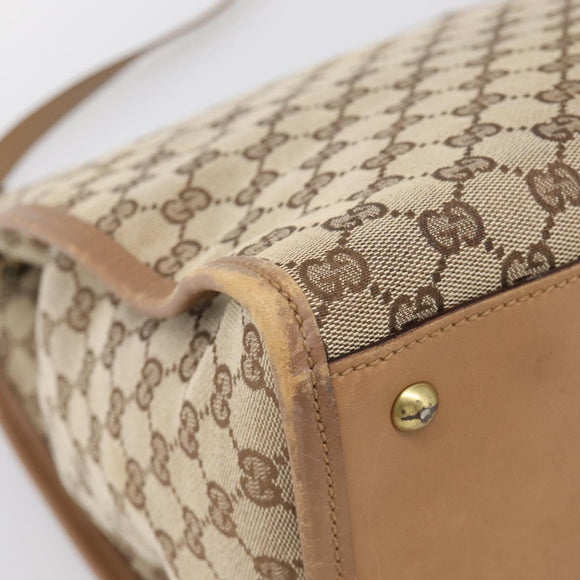 GUCCI GG Canvas Shoulder Bag Beige Gold 109101 Auth 213151