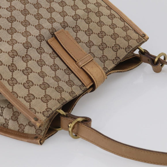 GUCCI GG Canvas Shoulder Bag Beige Gold 109101 Auth 213151