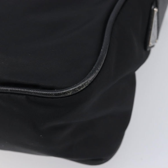 PRADA Shoulder Bag Nylon Black Silver Auth 213152