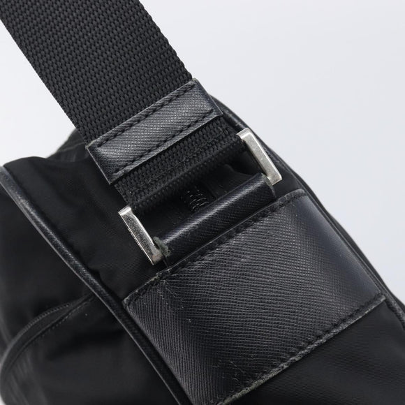 PRADA Shoulder Bag Nylon Black Silver Auth 213152