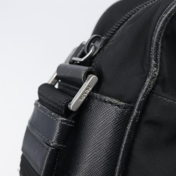 PRADA Shoulder Bag Nylon Black Silver Auth 213152