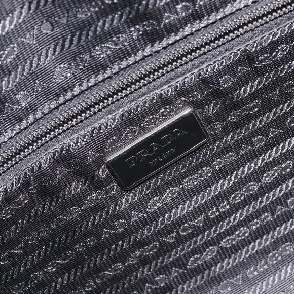 PRADA Shoulder Bag Nylon Black Silver Auth 213152