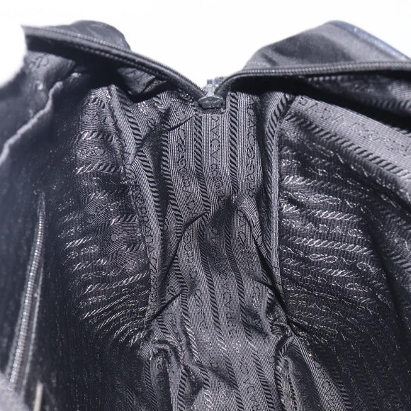 PRADA Shoulder Bag Nylon Black Silver Auth 213152