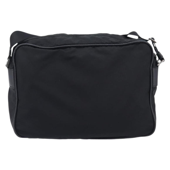 PRADA Shoulder Bag Nylon Black Silver Auth 213152