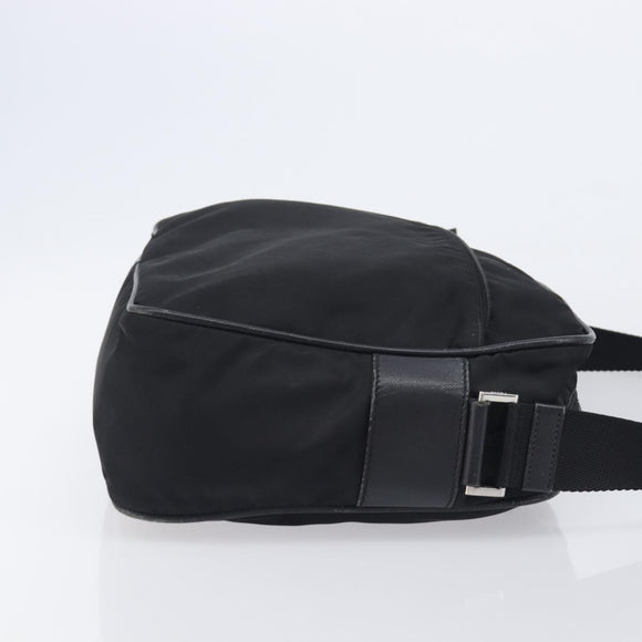 PRADA Shoulder Bag Nylon Black Silver Auth 213152