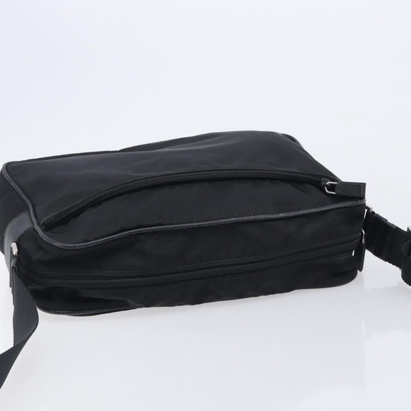PRADA Shoulder Bag Nylon Black Silver Auth 213152