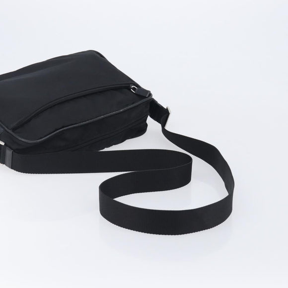 PRADA Shoulder Bag Nylon Black Silver Auth 213152