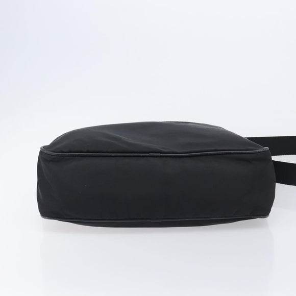 PRADA Shoulder Bag Nylon Black Silver Auth 213152
