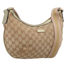 GUCCI GG Canvas Sherry Line Shoulder Bag Gold Beige 181092 Auth 213153A-1