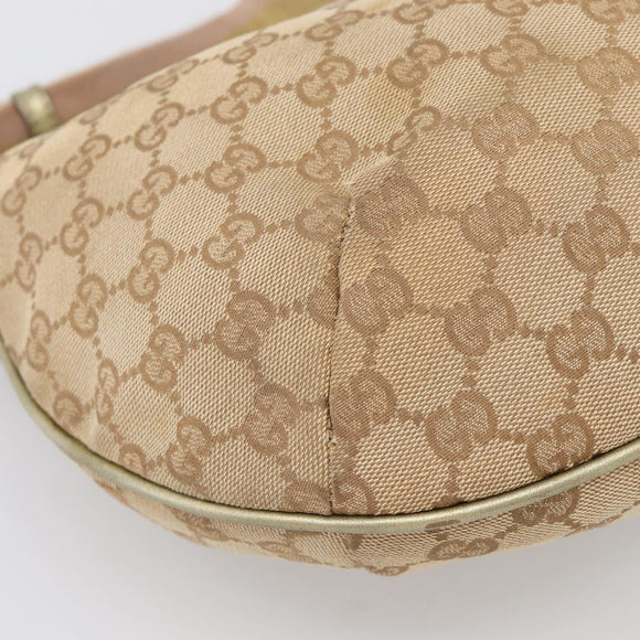 GUCCI GG Canvas Sherry Line Shoulder Bag Gold Beige 181092 Auth 213153A