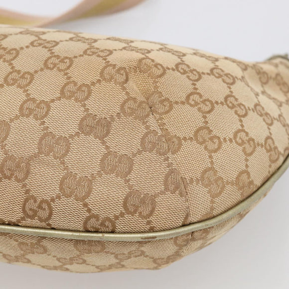 GUCCI GG Canvas Sherry Line Shoulder Bag Gold Beige 181092 Auth 213153A