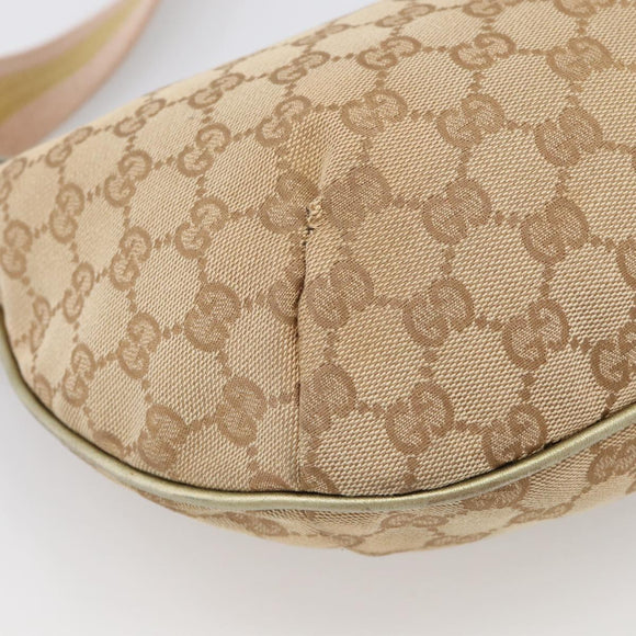 GUCCI GG Canvas Sherry Line Shoulder Bag Gold Beige 181092 Auth 213153A