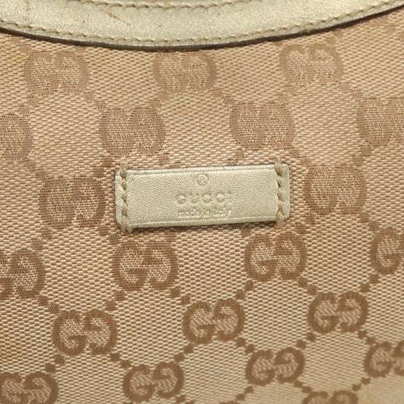 GUCCI GG Canvas Sherry Line Shoulder Bag Gold Beige 181092 Auth 213153A