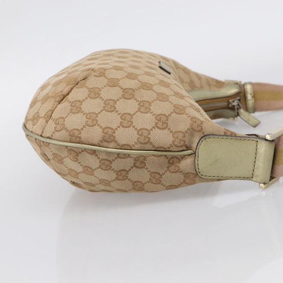 GUCCI GG Canvas Sherry Line Shoulder Bag Gold Beige 181092 Auth 213153A