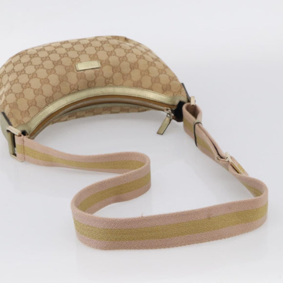 GUCCI GG Canvas Sherry Line Shoulder Bag Gold Beige 181092 Auth 213153A