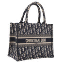 Christian Dior Trotter Canvas Oblique Book Tote Hand Bag Navy Auth 213157M-1