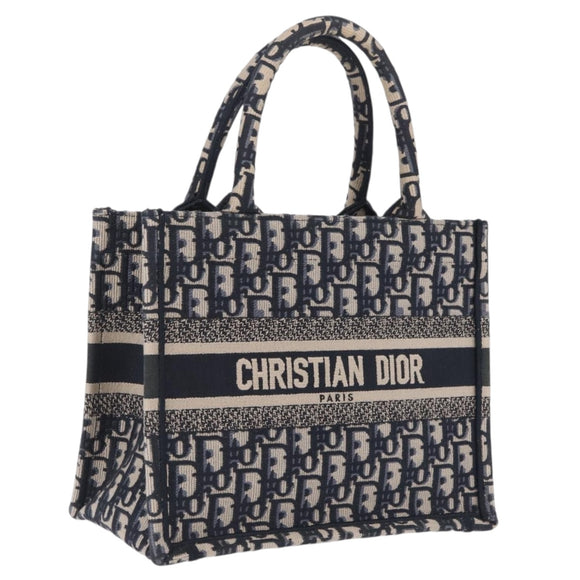 Christian Dior Trotter Canvas Oblique Book Tote Hand Bag Navy Auth 213157M