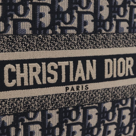 Christian Dior Trotter Canvas Oblique Book Tote Hand Bag Navy Auth 213157M