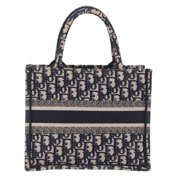 Christian Dior Trotter Canvas Oblique Book Tote Hand Bag Navy Auth 213157M